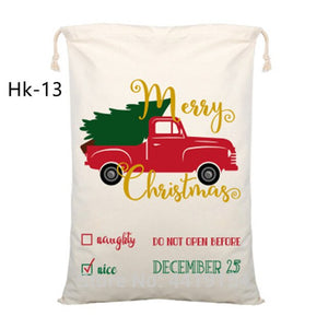 10pcs/lot Santa Sacks Canvas Candy Cane Bag Large Christmas Gift Bag Red Stripe Drawstring Bag Christmas Supplies Handmade