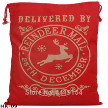 Load image into Gallery viewer, 10pcs/lot Santa Sacks Canvas Candy Cane Bag Large Christmas Gift Bag Red Stripe Drawstring Bag Christmas Supplies Handmade