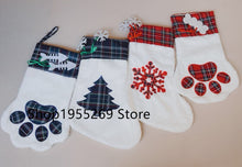 Load image into Gallery viewer, 2018 New Wholesale 50pcs/lot Christmas Stocking 4 Styles Christmas Pet Dog Plaid Paw Stocking Tree Decoration Socks