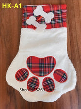 Load image into Gallery viewer, 2018 New Wholesale 50pcs/lot Christmas Stocking 4 Styles Christmas Pet Dog Plaid Paw Stocking Tree Decoration Socks