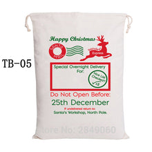Load image into Gallery viewer, Factory Wholesale 50pcs/lot Large Santa Sacks Drawstring Christmas Gift Wrap Canvas Sack Gift Bag New Arrival 50x70cm For Kids