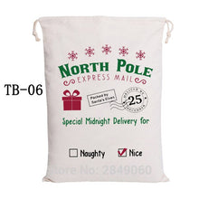 Load image into Gallery viewer, Factory Wholesale 50pcs/lot Large Santa Sacks Drawstring Christmas Gift Wrap Canvas Sack Gift Bag New Arrival 50x70cm For Kids