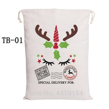 Load image into Gallery viewer, Luvy Handmade Christmas Bags Canvas Candy Cane Santa Sacks 100pcs/lot Drawstring Bags Santa Claus Party Decorations Gift