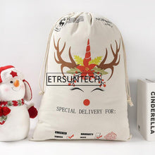 Load image into Gallery viewer, 30pcs Christmas Gift Bag Cute Drawstring Canvas Unicorn Santa Sack Xmas Christmas Decoration Ornament Santa
