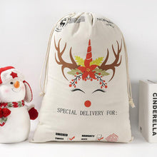Load image into Gallery viewer, 30pcs Christmas Gift Bag Cute Drawstring Canvas Unicorn Santa Sack Xmas Christmas Decoration Ornament Santa