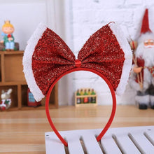 Load image into Gallery viewer, 300pcs Christmas Headband Bow Bowknot Sequin Ornament Hairband Head Adornment Santa Xmas Party Decoration