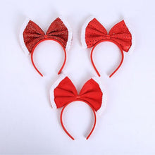 Load image into Gallery viewer, 300pcs Christmas Headband Bow Bowknot Sequin Ornament Hairband Head Adornment Santa Xmas Party Decoration