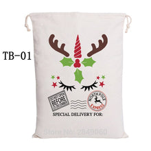Load image into Gallery viewer, 20pcs/lot Reindeer Express Santa Sacks Canvas Drawstring Bag Christmas Candy Bag Santa Claus Party Decorations Kids Gift