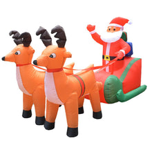 Load image into Gallery viewer, Christmas Inflatable Santa Claus Pulled by 2 Reindeer Lights Lighted Blowup Party Decoration for Outdoor Indoor Home Garden Fami