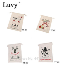 Load image into Gallery viewer, Luvy 20pcs/lot Christmas Bag 10 Styles Santa Sacks Big Santa Claus Party Kids Hot Sale Drawstring Canvas Bag Christmas Gift