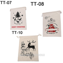 Load image into Gallery viewer, Christmas Bag 20pcs/lot Santa Sacks Large Santa Claus Kids Drawstring Canvas Bag Personalized Party Christmas Gift 10 Styles