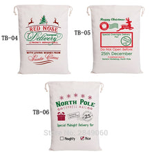 Load image into Gallery viewer, Christmas Decorations 20pcs/lot Drawstring Canvas Bag Santa Sacks Large Santa Claus Bag Kids Customized Graduation Party Gift