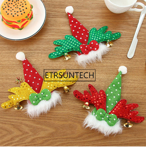 100pcs Christmas Cutlery Bags Silverware Holders Santa Knife Fork Spoon Pockets Party Decorations Hotel Home Tableware Sets