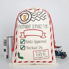 Load image into Gallery viewer, 50pcs/lot 2019 New Arrival Creative Santa Claus bags Drawstring Canvas Santa Sack Christmas Gift Bag Pouch 12 styles