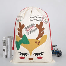 Load image into Gallery viewer, 50pcs/lot 2019 New Arrival Creative Santa Claus bags Drawstring Canvas Santa Sack Christmas Gift Bag Pouch 12 styles