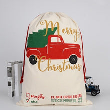 Load image into Gallery viewer, 50pcs/lot 2019 New Arrival Creative Santa Claus bags Drawstring Canvas Santa Sack Christmas Gift Bag Pouch 12 styles