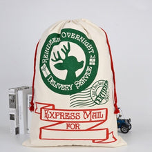 Load image into Gallery viewer, 50pcs/lot 2019 New Arrival Creative Santa Claus bags Drawstring Canvas Santa Sack Christmas Gift Bag Pouch 12 styles