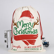 Load image into Gallery viewer, 50pcs/lot 2019 New Arrival Creative Santa Claus bags Drawstring Canvas Santa Sack Christmas Gift Bag Pouch 12 styles