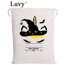 Load image into Gallery viewer, Luvy 100pcs Halloween Drawstring Bags Santa Sack 8 Styles New Christmas Cotton Canvas Bag Party Kids Bag Halloween Gifts 35x45cm