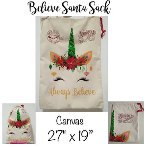 100pcs Wholesale Canvas Personalized Unicorn Reindeer Christmas Santa Sack Christmas gift sacks