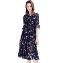 Load image into Gallery viewer, Women's Clothing Dresses Christmas sexy pullover femme jurken work blue floral chiffon dress plus size long 2019 autumn winter