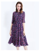 Load image into Gallery viewer, Women's Clothing Dresses Christmas sexy pullover femme jurken work blue floral chiffon dress plus size long 2019 autumn winter