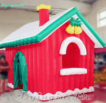 Load image into Gallery viewer, 6m Advertising Red Christmas Lodge Inflatable Christmas Cottage with Bells