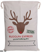 Load image into Gallery viewer, Wholesale Sacks 20pcs/lot Christmas Santa Bags Large 50*70 cm Canvas Santa Sack Canvas Cotton Elk Santa Claus Drawstring Ropebag