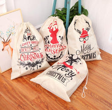 Load image into Gallery viewer, Christmas Gift Bags Large Organic deer elk Bag storage Xmas Sack Drawstring Bag Reindeers Santa Claus Kids Candy Sack SN2473