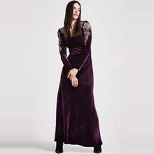 Load image into Gallery viewer, Long Dress High Quality Autumn Winter New Women'S Fashion Office Christmas Party Vintage Elegant Chic Sexy V-Neck Velvet Dresses
