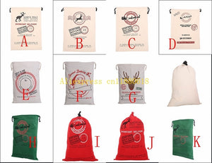 10pcs/lot Free Shipping 2015 New Christmas Gift Bags Large Canvas Santa Sack Color Elk Organic Heavy Canvas drawstring Bag CR12