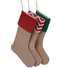 Load image into Gallery viewer, Christmas Stockings cotton canvas wave stripe Sack Sock Santa Claus Candy Gift Bag Filler Xmas Hanging Decoration 30*45cm