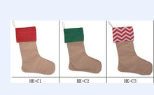 Load image into Gallery viewer, Christmas Stockings cotton canvas wave stripe Sack Sock Santa Claus Candy Gift Bag Filler Xmas Hanging Decoration 30*45cm