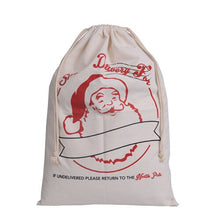 Load image into Gallery viewer, Wholesale Christmas gift bags 50pcs/lot 100% cotton 50*70cm Canvas Santa Sack elk Santa Claus Drawstring Large Rope storage bags