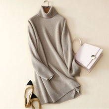 Load image into Gallery viewer, Kashana Women Christmas Dress Newest Long Sleeve Dress 100 Pure Cashmere Dress Shirt High-end Fashion Solid Color Dress Women