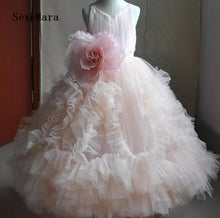 Load image into Gallery viewer, Light Pink Girls Pageant Dresses Hand Made Flower Ball Gowns Girls Christmas Dress Birthday Party Gown Flower Girls Dresses