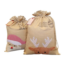 Load image into Gallery viewer, 20pcs burlap christmas santa sacks bag xmas santa gifts bags 2 styles good quality tree decoration santa sack candy bag