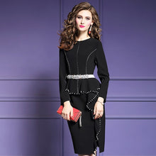 Load image into Gallery viewer, Beading Pencil dress Spring 2018 new Superior quality work Women office sexy Party Dress s 3xl winter Ruffles Christmas dresses